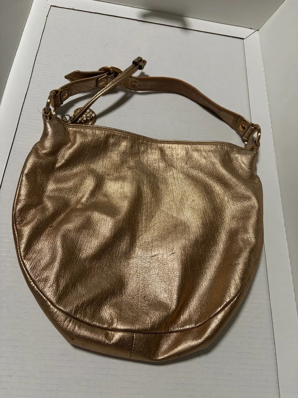 Coach Metallic Gold Leather Hobo Bag